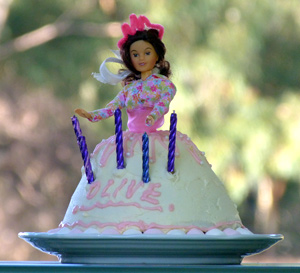Barbie dolly varden party cake